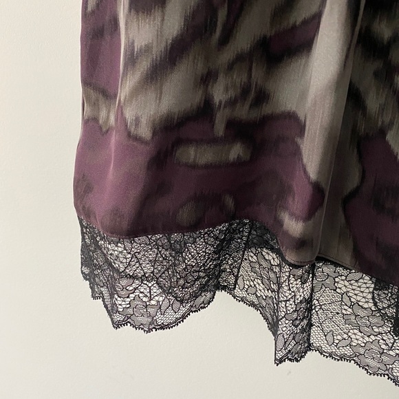 Robert Rodriguez Scoop Neck Silk Shift Dress Multi Color Graphic Print Lace Trim - Picture 5 of 15